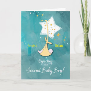 Expecting Second Baby Boy Custom Names Baby Stars Card