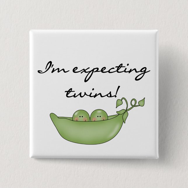 Expecting Twins - Peas in a Pod 15 Cm Square Badge (Front)