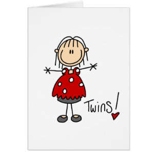 Expecting Twins Stick Figure Card