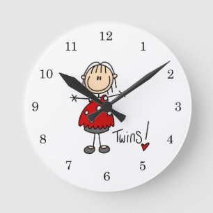 Expecting Twins T-shirts and Gifts Round Clock