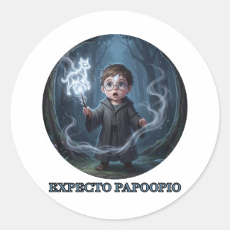 Expecto Papoopio Baby Wizard Cute Magical Spell Classic Round Sticker