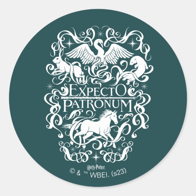 Expecto Patronum Filigree Graphic Classic Round Sticker (Front)