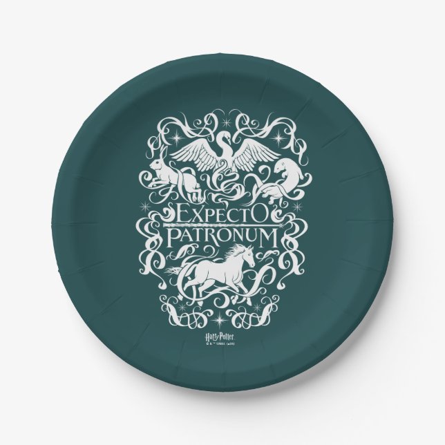 Expecto Patronum Filigree Graphic Paper Plate (Front)