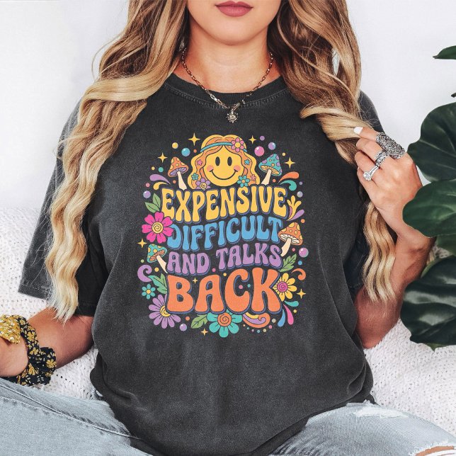 Expensive Difficult Talks Back Groovy Smiley T-Shirt (Creator Uploaded)