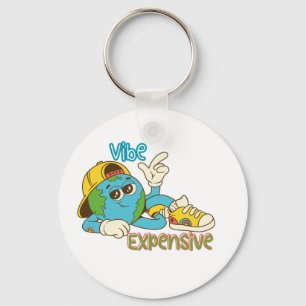 Expensive Vibe – Cool Retro Earth Character Design Key Ring