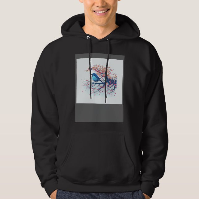 Experience Nature s Beauty with Blue Bird on Japan Hoodie (Front)