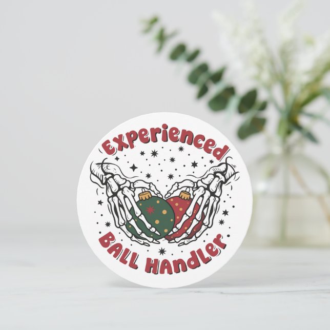 Experienced Ball Handler Christmas Skeleton Hand  Holiday Card (Standing Front)