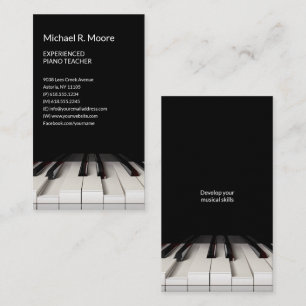 Experienced Piano Teacher   Music Keys Business Ca Card