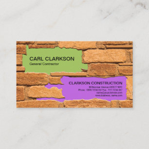 Expert Brick Masonry Works Plastering Wall Business Card