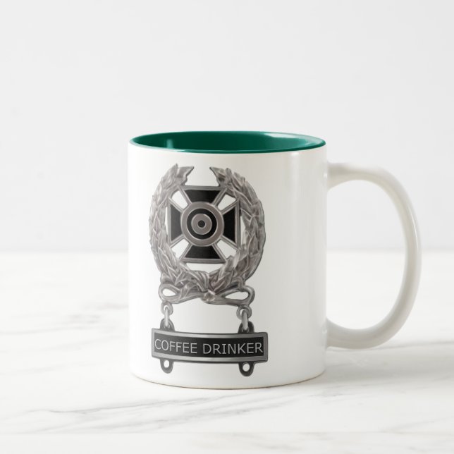 Expert Coffee Drinker Badge Two-Tone Coffee Mug (Right)