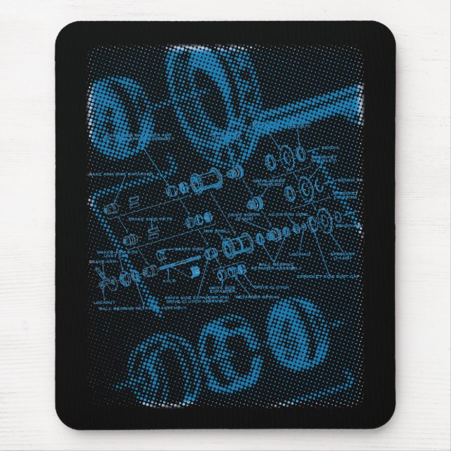 Exploded Hub Diagram (blue on dark) Mouse Pad (Front)