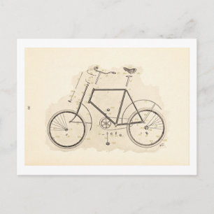 Exploded Schematic Diagram View of Bicycle Vintage Postcard