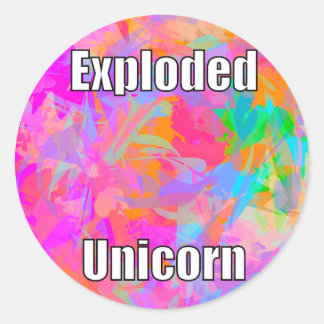 Exploded Unicorn Classic Round Sticker