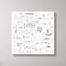 Exploded View Patent Diagrams Stretched Canvas