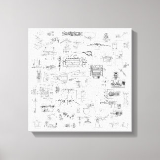 Exploded View Patent Diagrams Stretched Canvas Print