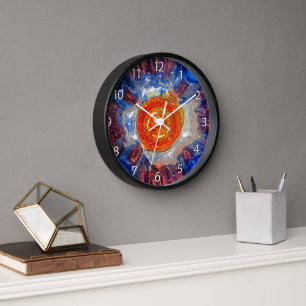 Exploding Cosmos - Van Gogh Orange Sun - numbers Clock
