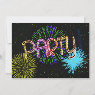 Exploding fireworks party invitation