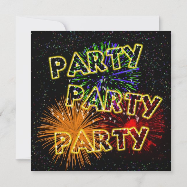 Exploding fireworks party invitation (Front)