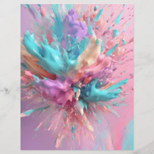 Exploding Paint Abstract Pink Turquoise Paper