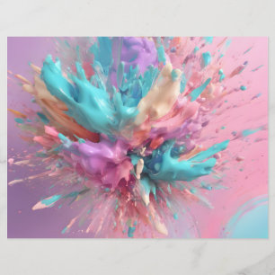 Exploding Paint Abstract Pink Turquoise Paper