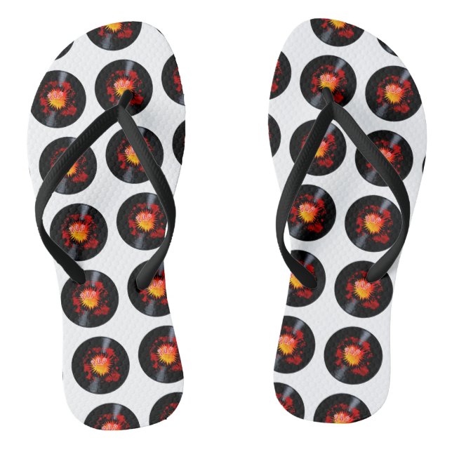 Exploding Pop Music Long Playing Record Jandals (Footbed)