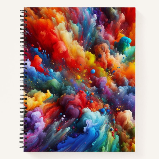 Exploding Rainbow Cloud Abstract Art Notebook (Front)