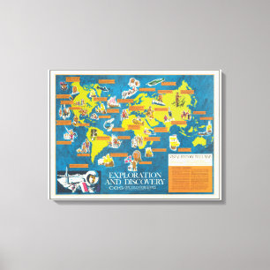 Exploration and Discovery Visual-History World Map Canvas Print