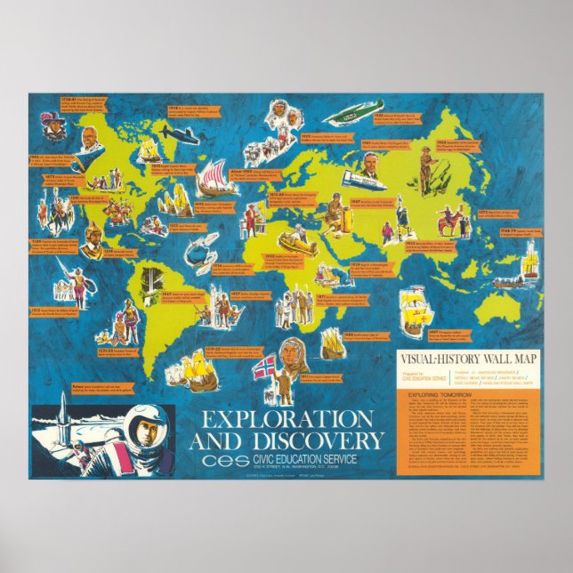Exploration and Discovery Visual-History World Map Poster (Front)