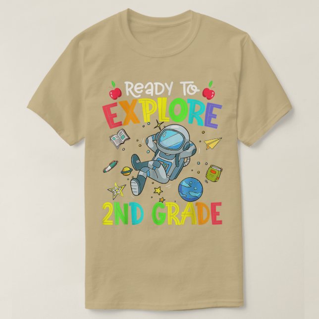 Explore 2nd Grade Back To School Astronaut Space E T-Shirt (Design Front)