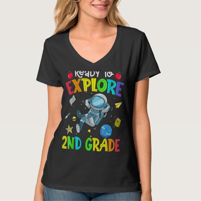 Explore 2nd Grade Back To School Astronaut Space E T-Shirt (Front)