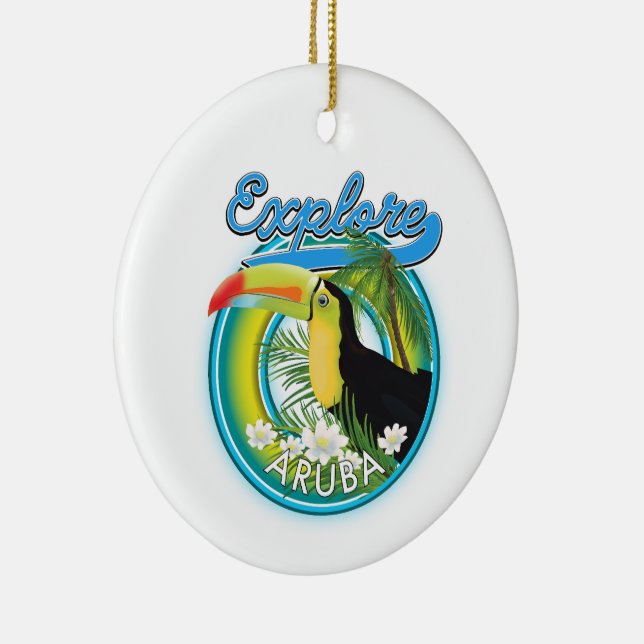 Explore Aruba travel logo Ceramic Tree Decoration (Right)