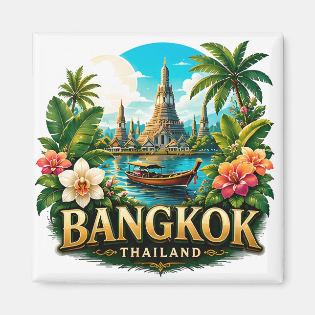 Explore Bangkok Thailand Adventure Travel Magnet (Front)