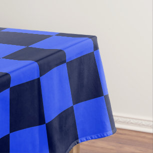 Explore Bold Blue and Black Chequered Design Tablecloth