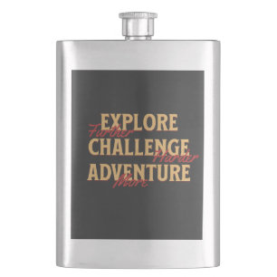 Explore Challenge Adventure Quote Motivational Ins Hip Flask