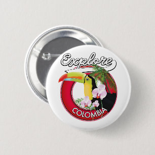 Explore Colombia retro logo 6 Cm Round Badge