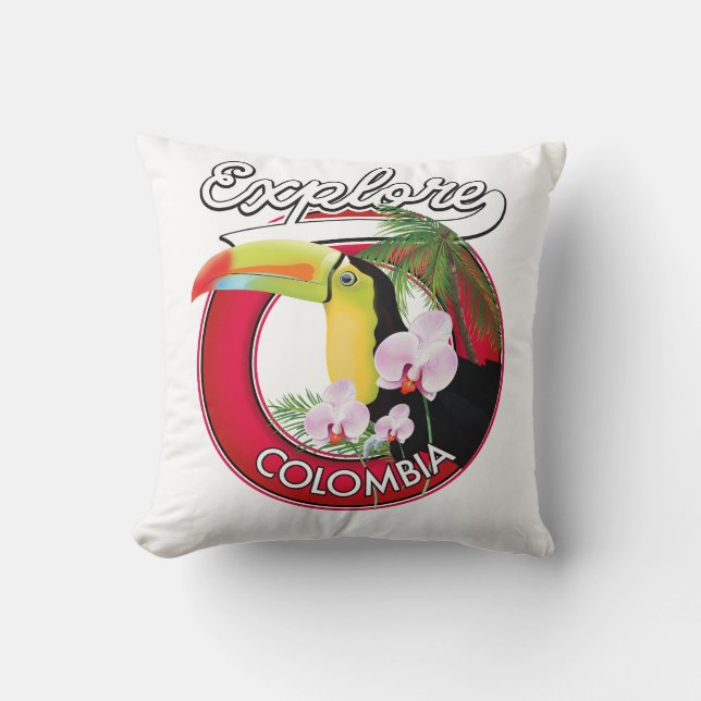 Explore Colombia retro logo Cushion (Front)