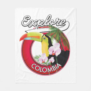 Explore Colombia retro logo Fleece Blanket