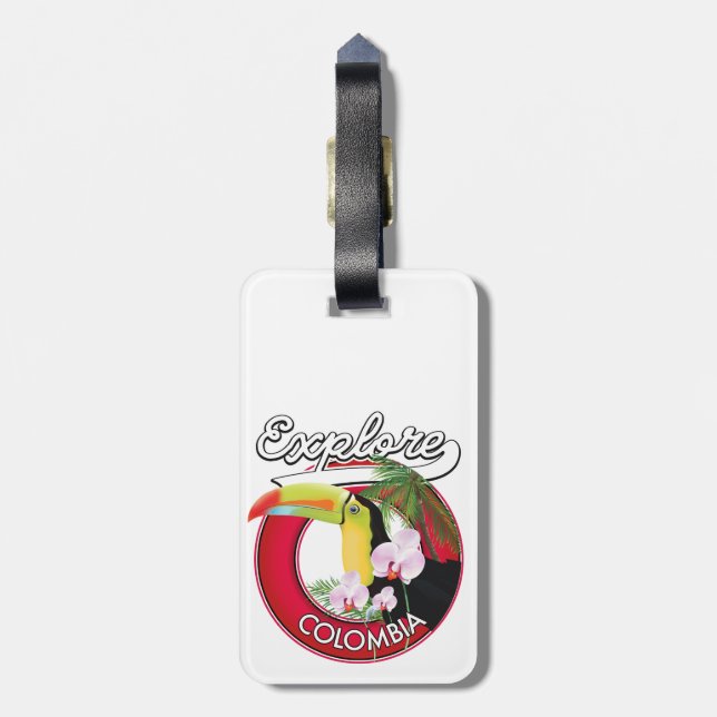 Explore Colombia retro logo Luggage Tag (Back Vertical)