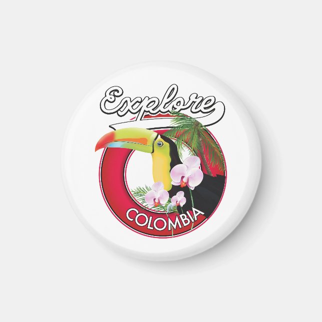 Explore Colombia retro logo Magnet (Front)