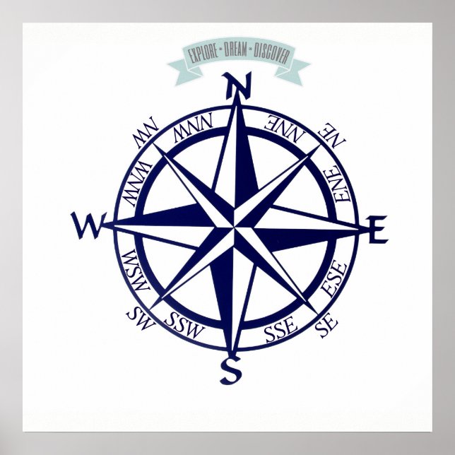 Explore-Dream-Discover Compass Print (Front)