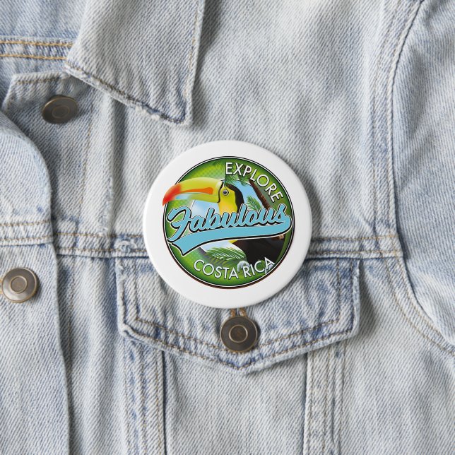 Explore fabulous costa rica logo 7.5 cm round badge (In Situ)
