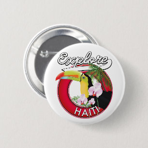 Explore Haiti logo travel patch. 6 Cm Round Badge