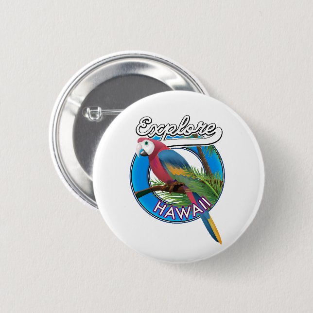 Explore Hawaii retro logo 6 Cm Round Badge (Front & Back)