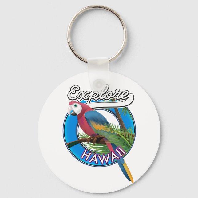 Explore Hawaii retro logo Key Ring (Front)