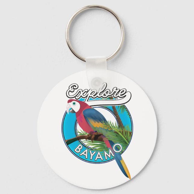 Explore Hawaii retro logo Keychain (Front)