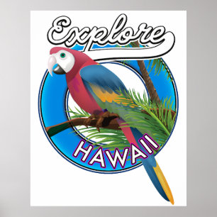 Explore Hawaii retro logo Poster