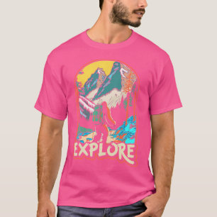Explore Hiking Bigfoot Sasquatch In Mountains Nat T-Shirt