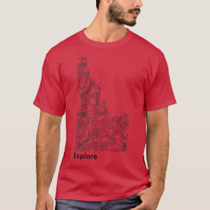Explore Idaho Outdoor lover black Topo Map design T-Shirt