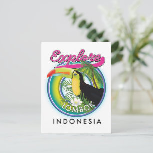 Explore Lombok Indonesia Travel logo Postcard