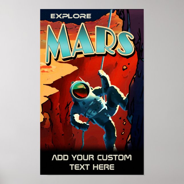 Explore Mars - Custom NASA Retro Travel Poster (Front)